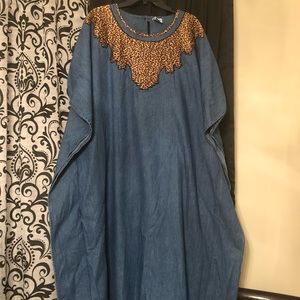 FREE SIZE BLUE JEAN & LEOPARD TRIBAL LOUNGER